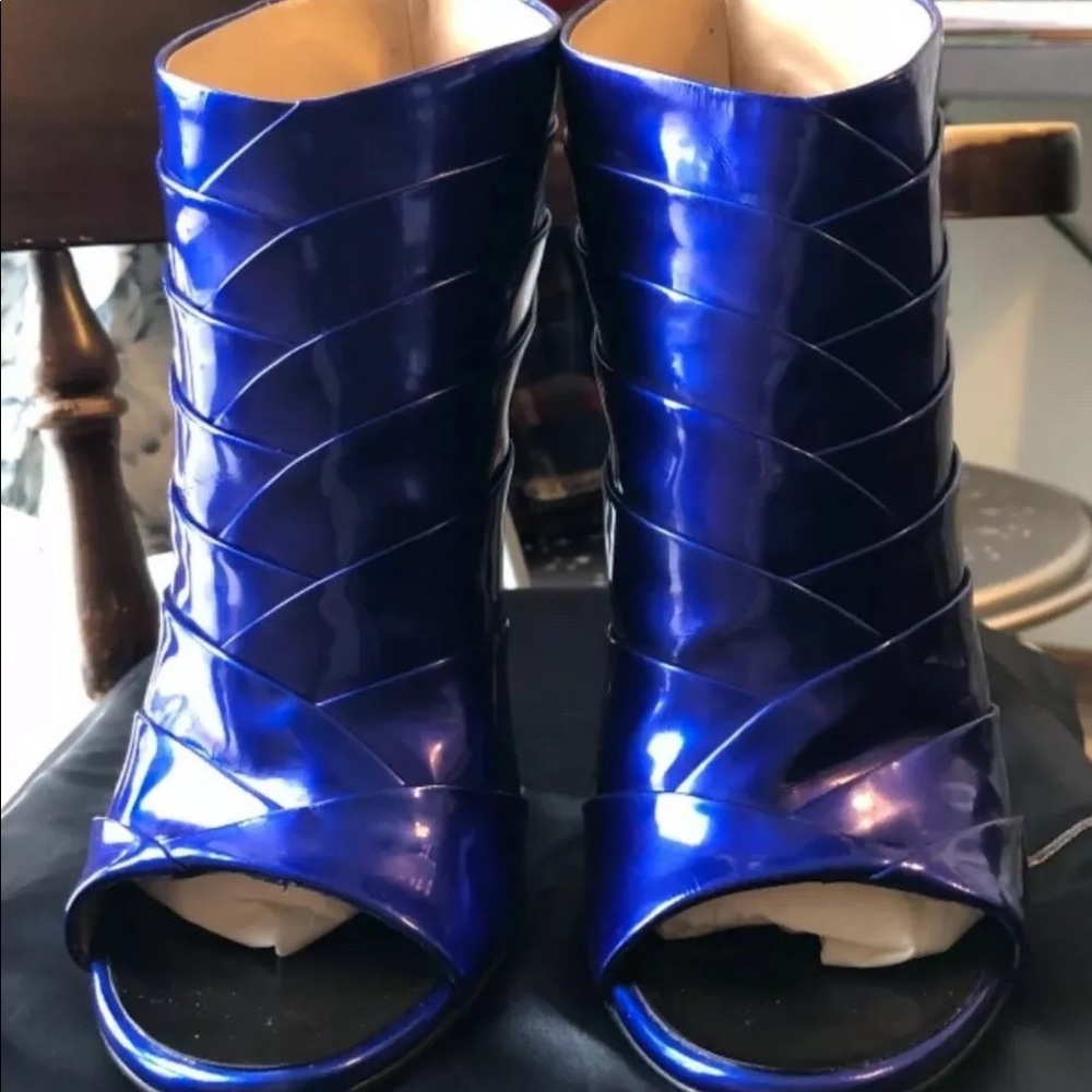 Giuseppe Zanotti Metallic Peep-toe Booties 39.5 - Picture 3 of 8